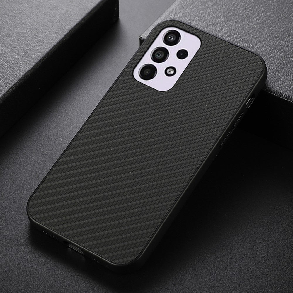 Kulstofibertekstur PU-læder + PC + TPU Ridsefast telefoncover til Samsung Galaxy A33 5G