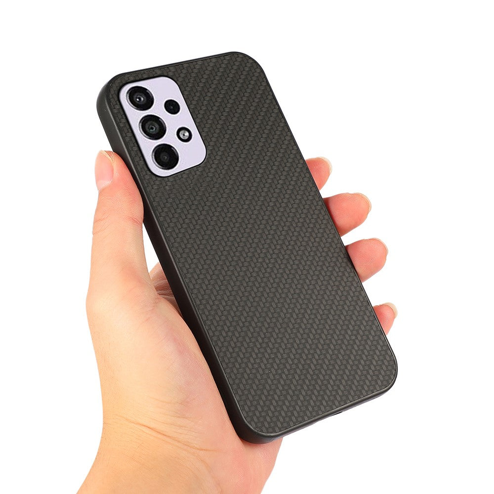 Kulstofibertekstur PU-læder + PC + TPU Ridsefast telefoncover til Samsung Galaxy A33 5G
