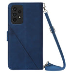 PB2-1 Series Lines Imprinting Magnetic Clasp Folio Flip PU Leather Stand Wallet Phone Cover Case with Shoulder Strap for Samsung Galaxy A33 5G