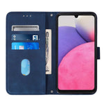 PB2-1 Series Lines Imprinting Magnetic Clasp Folio Flip PU Leather Stand Wallet Phone Cover Case with Shoulder Strap for Samsung Galaxy A33 5G