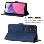 PB2-1 Series Lines Imprinting Magnetic Clasp Folio Flip PU Leather Stand Wallet Phone Cover Case with Shoulder Strap for Samsung Galaxy A33 5G
