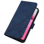 PB2-1 Series Lines Imprinting Magnetic Clasp Folio Flip PU Leather Stand Wallet Phone Cover Case with Shoulder Strap for Samsung Galaxy A33 5G