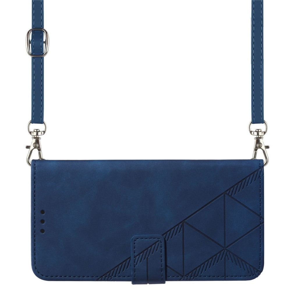 PB2-1 Series Lines Imprinting Magnetic Clasp Folio Flip PU Leather Stand Wallet Phone Cover Case with Shoulder Strap for Samsung Galaxy A33 5G