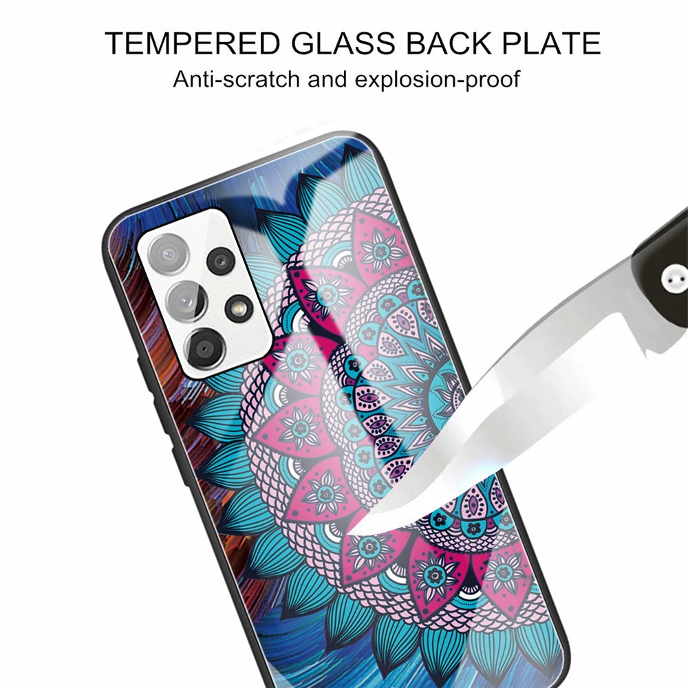 Flexibelt TPU-stötfångarskal med reptåligt mönster och härdat glas för Samsung Galaxy A53 5G