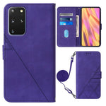 PB2-1-serien Snyggt linjerpräglat magnetiskt spänne Dammtåligt mobilmobilfodral i PU-läder + TPU-stativ Plånboksfodral med axelrem för Samsung Galaxy S20 Plus 4G/5G
