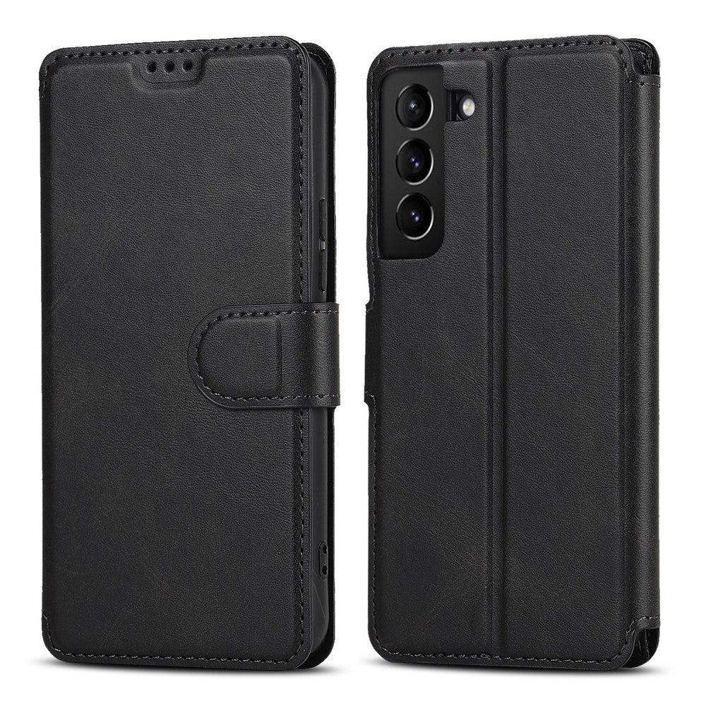 Vintage Texture Matte PU Leather Folio Flip Stand Case RFID Blocking Magnetic Wallet Cover for Samsung Galaxy S22 5G