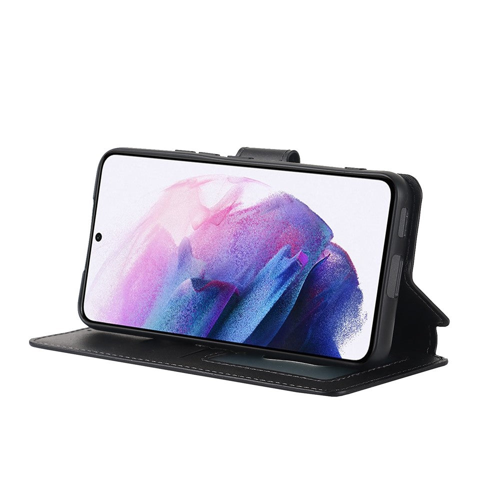 Vintage Texture Matte PU Leather Folio Flip Stand Case RFID Blocking Magnetic Wallet Cover for Samsung Galaxy S22 5G