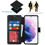 Vintage Texture Matte PU Leather Folio Flip Stand Case RFID Blocking Magnetic Wallet Cover for Samsung Galaxy S22 5G