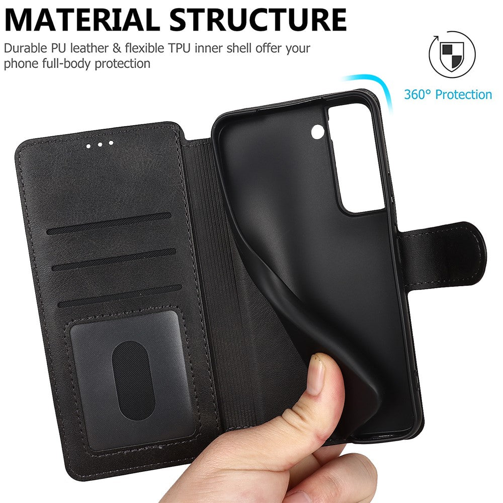 Vintage Texture Matte PU Leather Folio Flip Stand Case RFID Blocking Magnetic Wallet Cover for Samsung Galaxy S22 5G