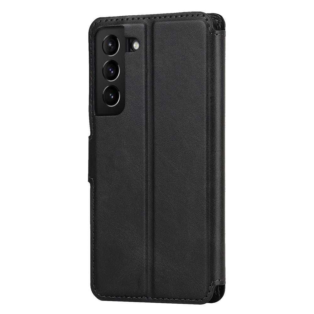Vintage Texture Matte PU Leather Folio Flip Stand Case RFID Blocking Magnetic Wallet Cover for Samsung Galaxy S22 5G