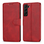 Vintage Texture Matte PU Leather Folio Flip Stand Case RFID Blocking Magnetic Wallet Cover for Samsung Galaxy S22 5G