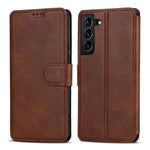 Vintage Texture Matte PU Leather Folio Flip Stand Case RFID Blocking Magnetic Wallet Cover for Samsung Galaxy S22 5G