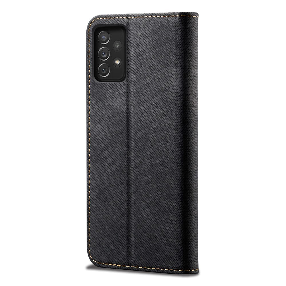 Jeans Cloth Texture PU Leather Case + TPU Inner Shell Wallet Stand Mobile Phone Protective Cover for Samsung Galaxy A73 5G