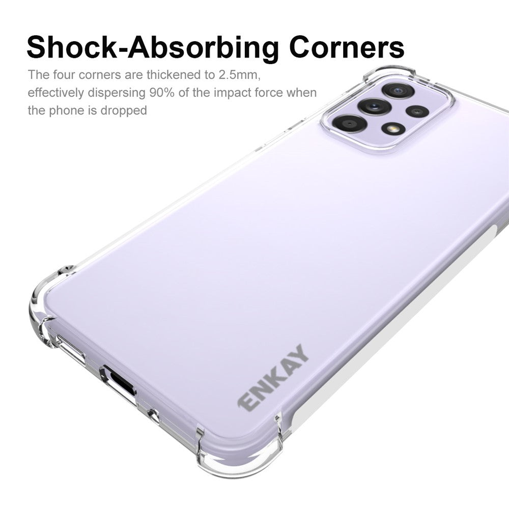 ENKAY HAT PRINCE Enhanced Four Corner Fall Protection Phone Case Anti-slip Edge Crystal TPU Cover Shell for Samsung Galaxy A33 5G