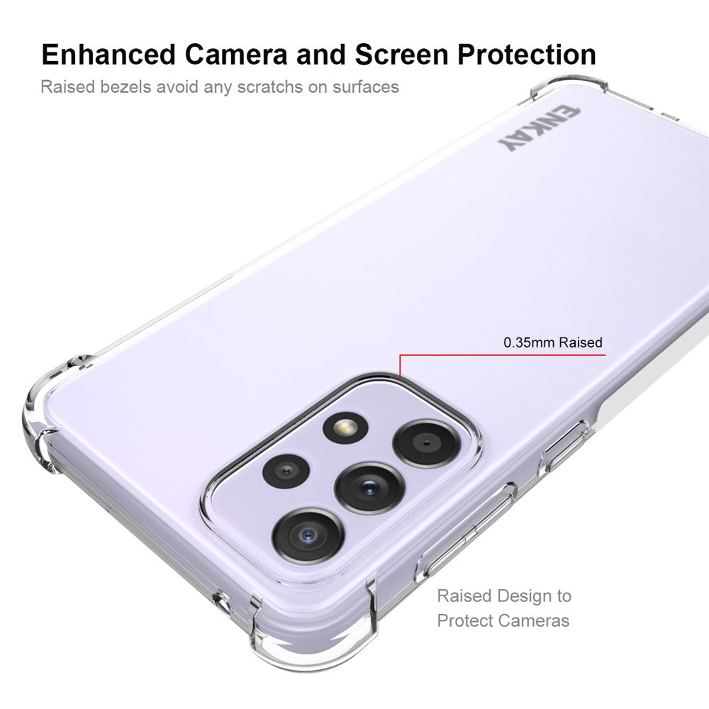 ENKAY HAT PRINCE forbedret stødbeskyttende mobilcover med fire hjørner, skridsikker kant, krystal-TPU-etui til Samsung Galaxy A33 5G