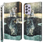 Til Samsung Galaxy A13 4G 3D-mønsterprint Ridsefast telefoncover PU-læder stander telefonbeskytter med pungrem