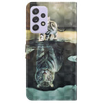 Til Samsung Galaxy A13 4G 3D-mønsterprint Ridsefast telefoncover PU-læder stander telefonbeskytter med pungrem
