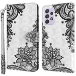 Til Samsung Galaxy A13 4G 3D-mønsterprint Ridsefast telefoncover PU-læder stander telefonbeskytter med pungrem
