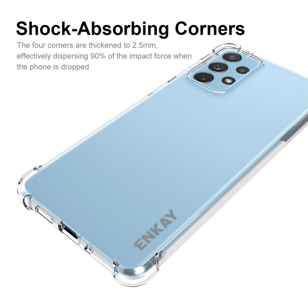 ENKAY HAT PRINCE Thickened Four Corners Anti-slip Side Strip Transparent TPU Case Protective Phone Cover for Samsung Galaxy A73