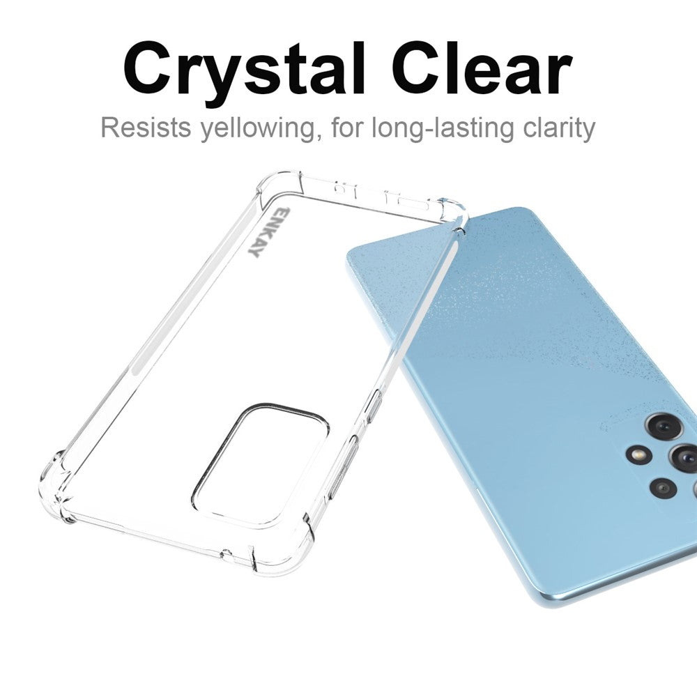 ENKAY HAT PRINCE Thickened Four Corners Anti-slip Side Strip Transparent TPU Case Protective Phone Cover for Samsung Galaxy A73