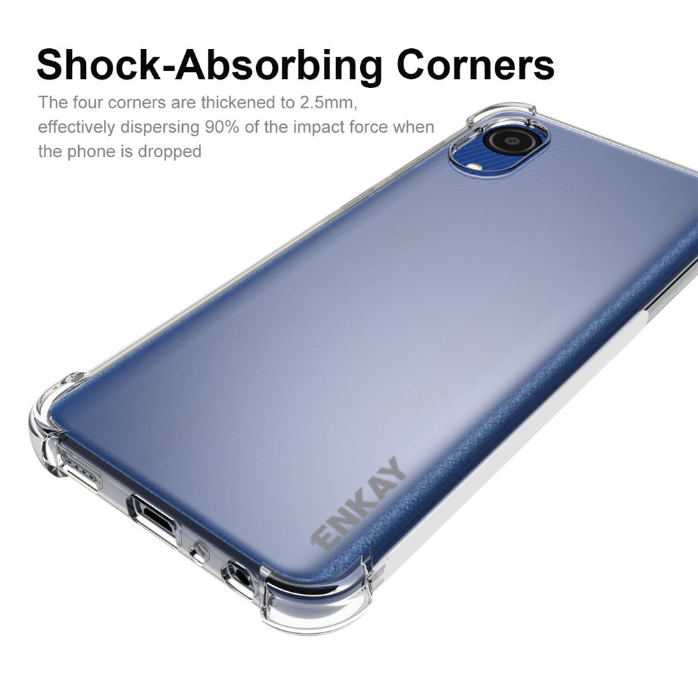 ENKAY HAT PRINCE Shock Absorption Thickened Corner Anti-slip Edge Clear Soft TPU Phone Case Shell for Samsung Galaxy A03 Core
