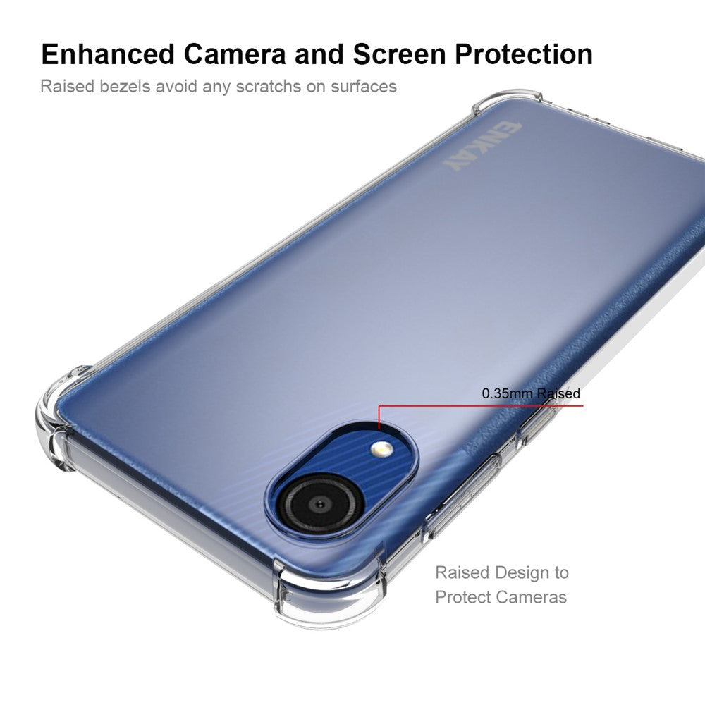 ENKAY HAT PRINCE Shock Absorption Thickened Corner Anti-slip Edge Clear Soft TPU Phone Case Shell for Samsung Galaxy A03 Core