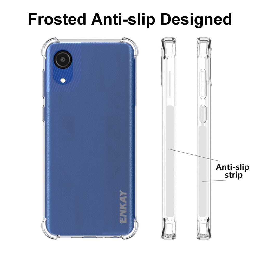 ENKAY HAT PRINCE Shock Absorption Thickened Corner Anti-slip Edge Clear Soft TPU Phone Case Shell for Samsung Galaxy A03 Core