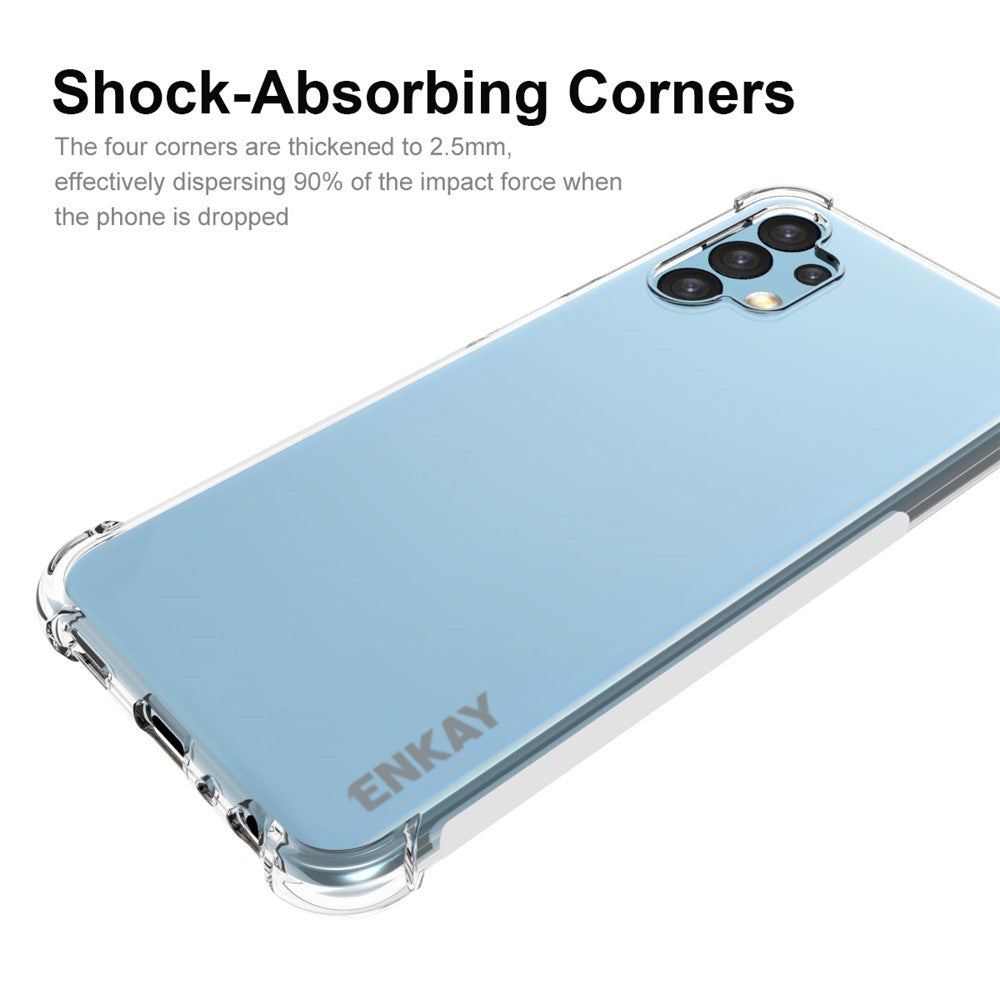 ENKAY HAT PRINCE för Samsung Galaxy A13 4G Halkfri Randig Kant Stötsäker Hörn mobilskal Kristallklart Mjukt TPU-Skal