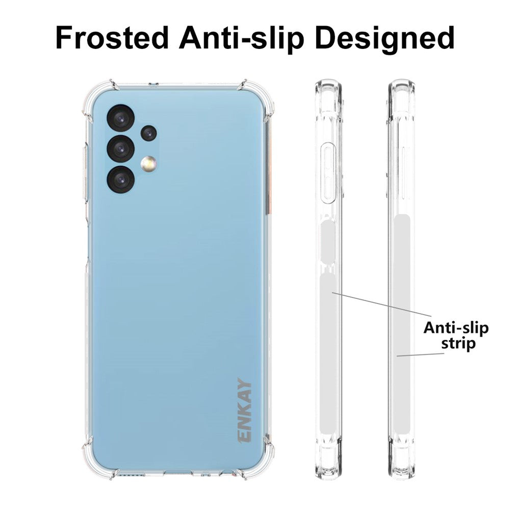 ENKAY HAT PRINCE för Samsung Galaxy A13 4G Halkfri Randig Kant Stötsäker Hörn mobilskal Kristallklart Mjukt TPU-Skal