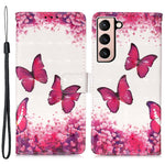 PU Leather Shockproof Phone Cover 3D Pattern Printing Stand Phone Case with Wallet Strap for Samsung Galaxy S22 5G