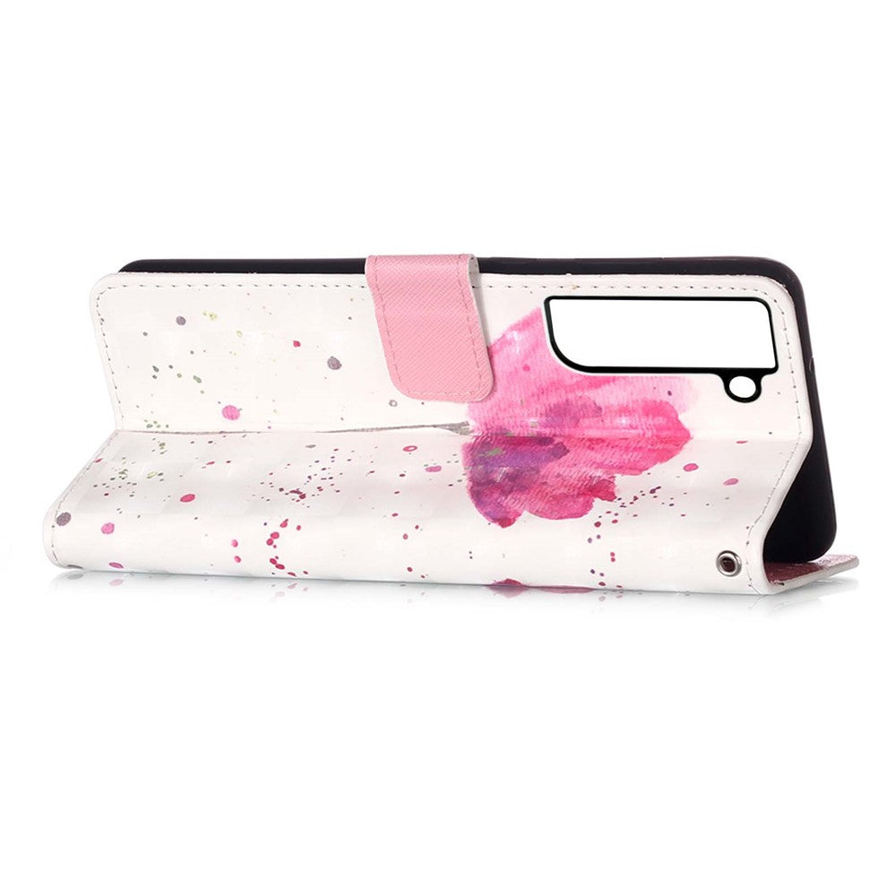 PU Leather Shockproof Phone Cover 3D Pattern Printing Stand Phone Case with Wallet Strap for Samsung Galaxy S22 5G