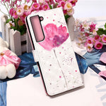 PU Leather Shockproof Phone Cover 3D Pattern Printing Stand Phone Case with Wallet Strap for Samsung Galaxy S22 5G