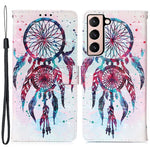 PU Leather Shockproof Phone Cover 3D Pattern Printing Stand Phone Case with Wallet Strap for Samsung Galaxy S22 5G