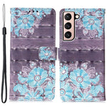 PU Leather Shockproof Phone Cover 3D Pattern Printing Stand Phone Case with Wallet Strap for Samsung Galaxy S22 5G