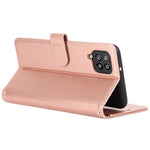 R61 Plånboksfodral i PU-läder med textur och sömmar + invändigt TPU-mobilskydd med rem för Samsung Galaxy A12