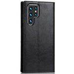 Samsung Galaxy S22 Ultra 5G-mobilcover i ægte læder med Crazy Horse-tekstur + TPU, støttefunktion og pung