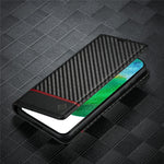 LC.IMEEKE Wallet Stand Design Carbon Fiber Texture Anti-fall Magnetic Auto-absorbed PU Leather Phone Case Cover for Samsung Galaxy S22 5G