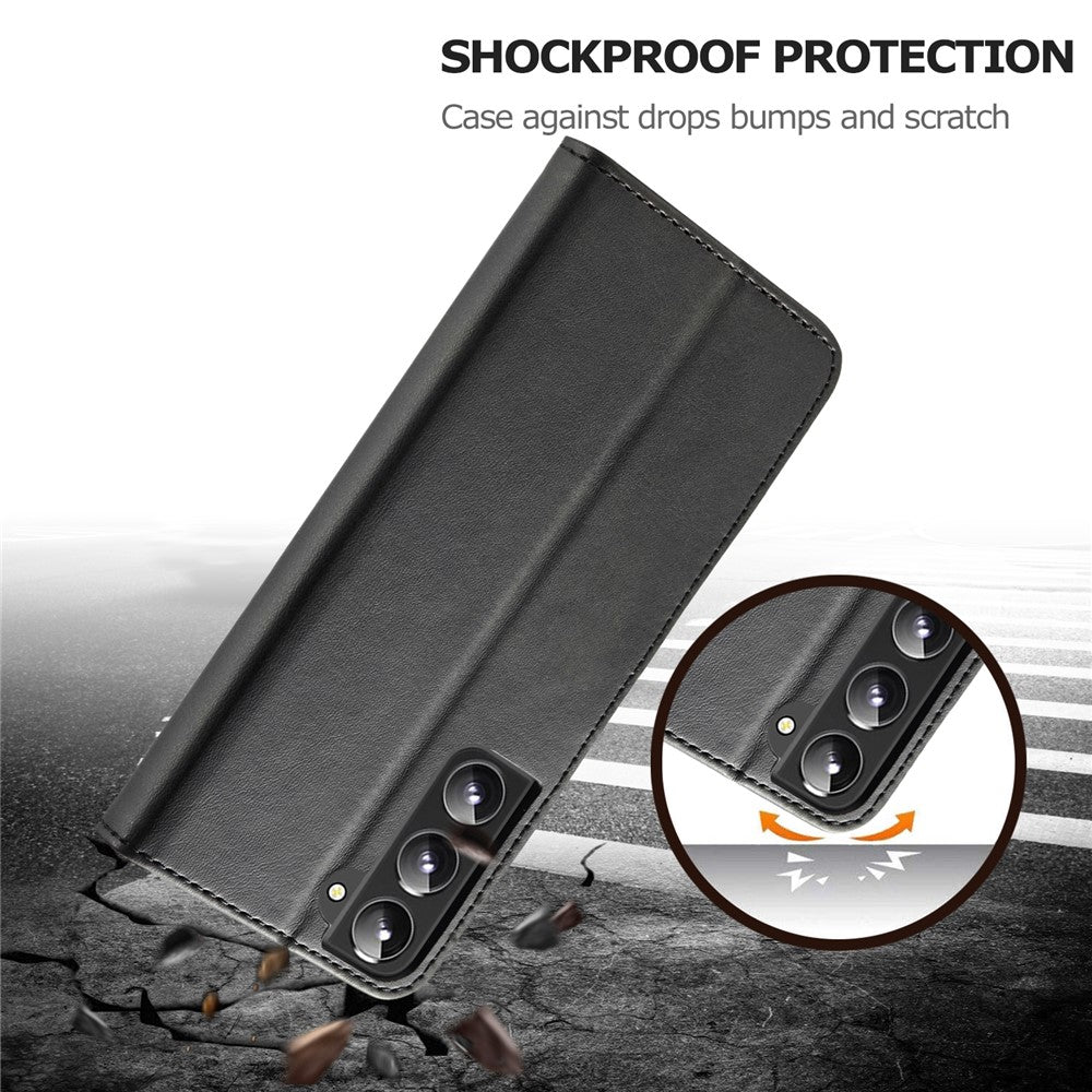 LC.IMEEKE Fall Prevention Textured Wallet PU Leather Flip Folio Stand Case Mobile Phone Case Cover for Samsung Galaxy S22 5G