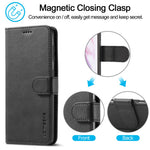 LC.IMEEKE Fall Prevention Textured Wallet PU Leather Flip Folio Stand Case Mobile Phone Case Cover for Samsung Galaxy S22 5G