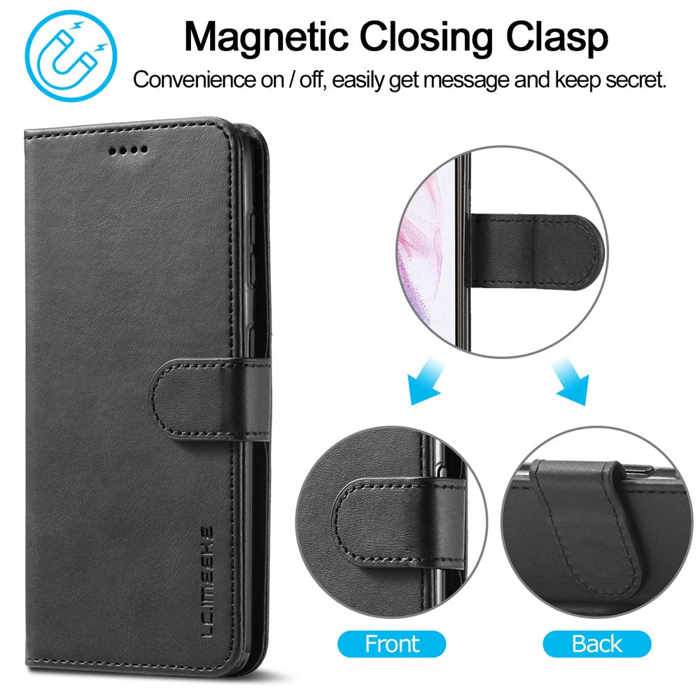 LC.IMEEKE Fall Prevention Textured Wallet PU Leather Flip Folio Stand Case Mobile Phone Case Cover for Samsung Galaxy S22 5G