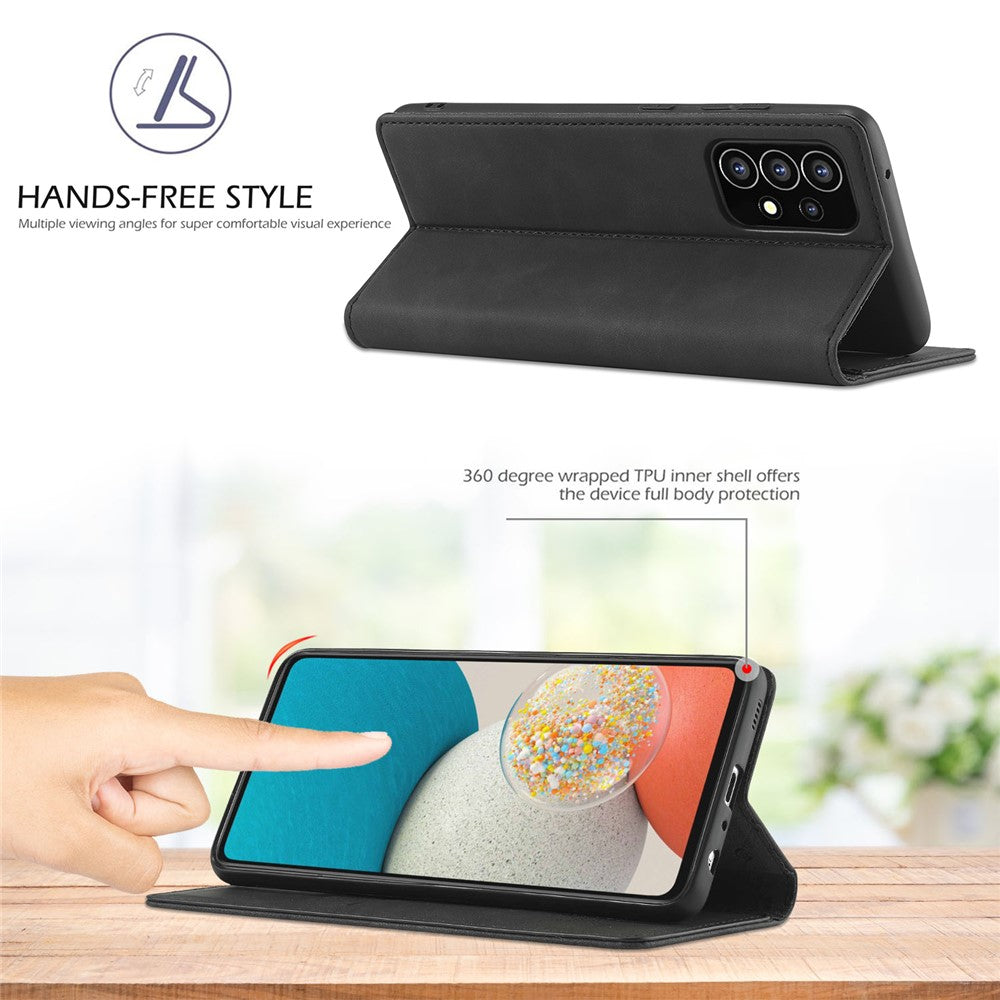 LC.IMEEKE Stærkt Magnetisk Auto-lukkende PU Læder + TPU Stativ Tegnebog Telefoncover Telefonetui til Samsung Galaxy A53 5G