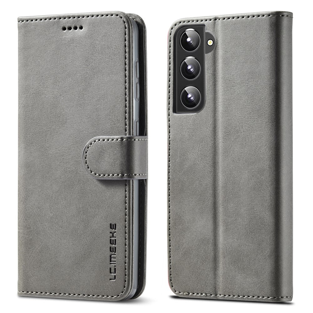 LC.IMEEKE Textured Wallet PU Leather Well-protected Flip Folio Stand Case Mobile Phone Case Cover for Samsung Galaxy S22+ 5G