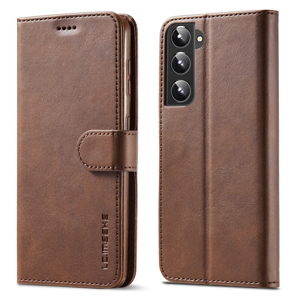 LC.IMEEKE Textured Wallet PU Leather Well-protected Flip Folio Stand Case Mobile Phone Case Cover for Samsung Galaxy S22+ 5G