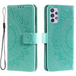 Imprinted Mandala Flower Stand Wallet Function PU Leather Phone Folio Flip Cover Case with Strap for Samsung Galaxy A73 5G