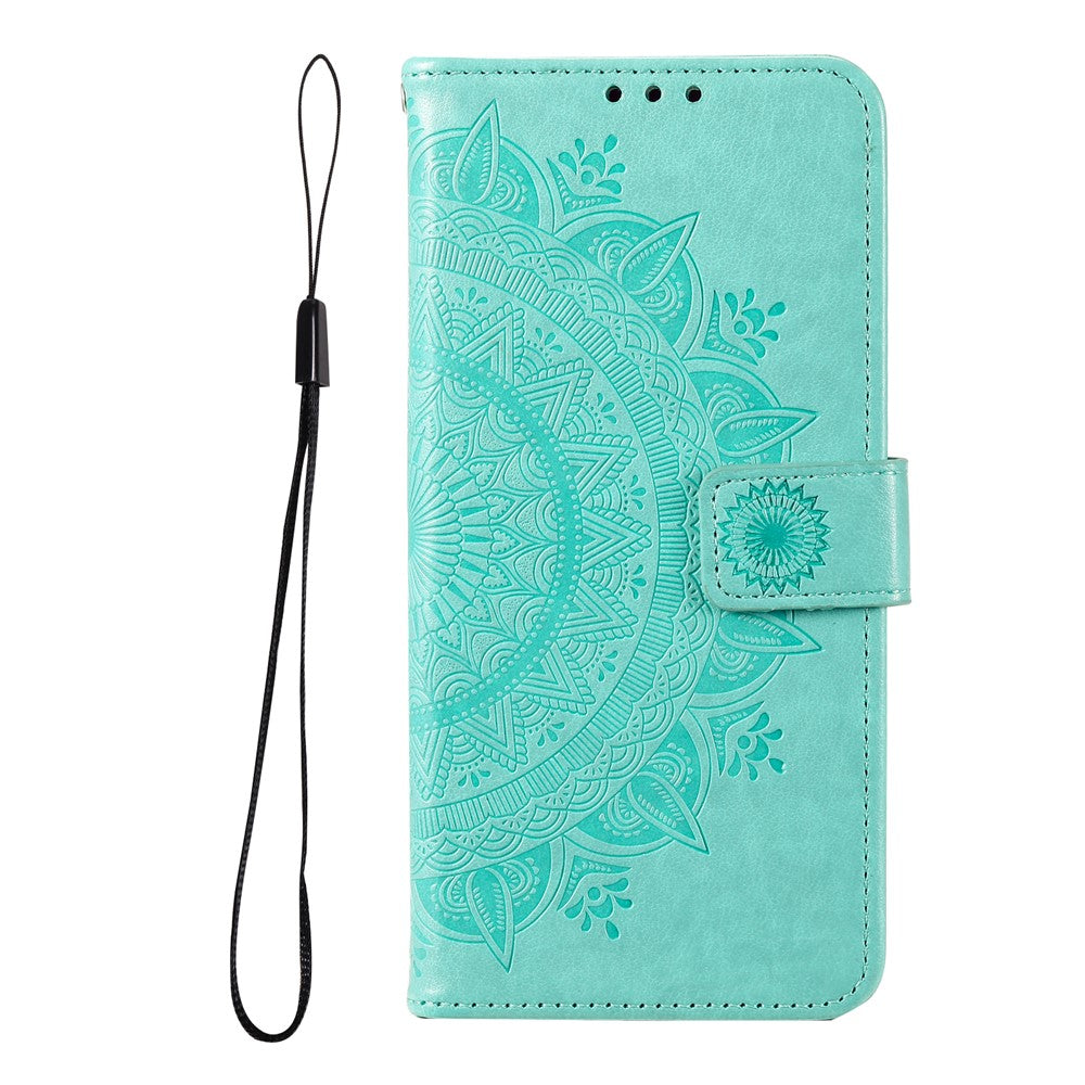 Imprinted Mandala Flower Stand Wallet Function PU Leather Phone Folio Flip Cover Case with Strap for Samsung Galaxy A73 5G