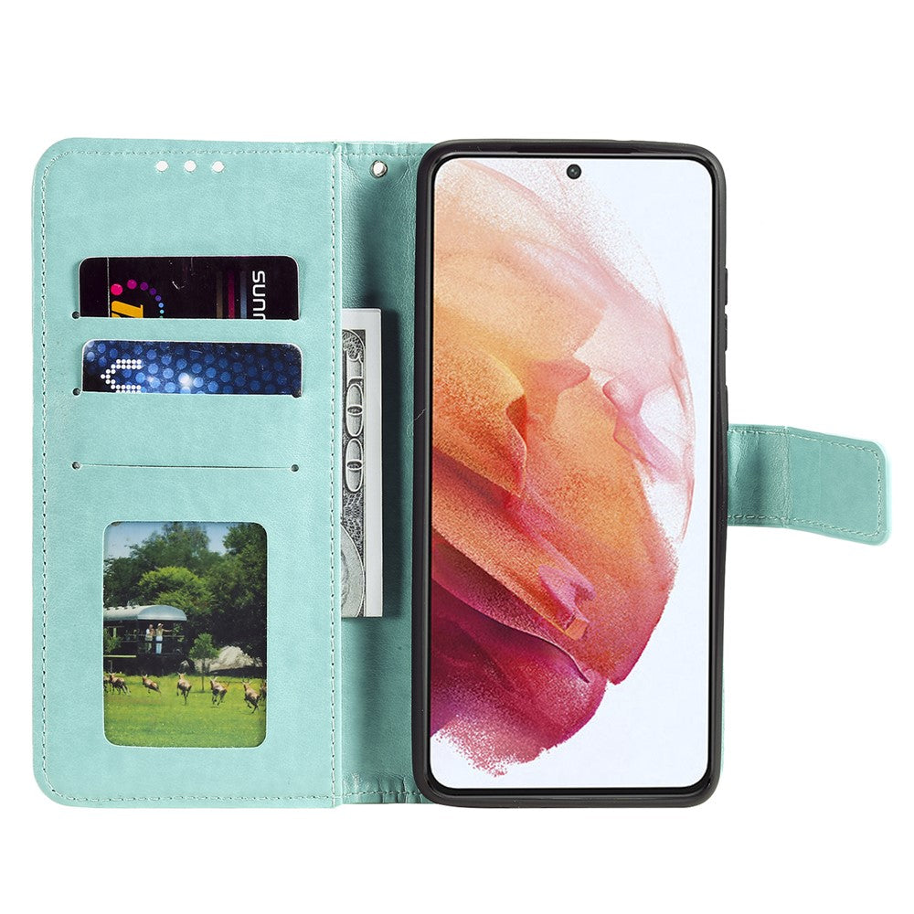 Imprinted Mandala Flower Stand Wallet Function PU Leather Phone Folio Flip Cover Case with Strap for Samsung Galaxy A73 5G