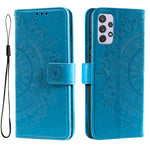 Imprinted Mandala Flower Stand Wallet Function PU Leather Phone Folio Flip Cover Case with Strap for Samsung Galaxy A73 5G