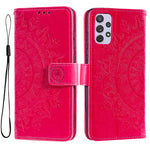 Imprinted Mandala Flower Stand Wallet Function PU Leather Phone Folio Flip Cover Case with Strap for Samsung Galaxy A73 5G