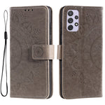 Imprinted Mandala Flower Stand Wallet Function PU Leather Phone Folio Flip Cover Case with Strap for Samsung Galaxy A73 5G