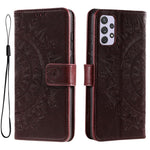 Imprinted Mandala Flower Stand Wallet Function PU Leather Phone Folio Flip Cover Case with Strap for Samsung Galaxy A73 5G